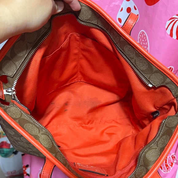 Coach City Tote Bag Tan & Orange - Picture 7 of 11